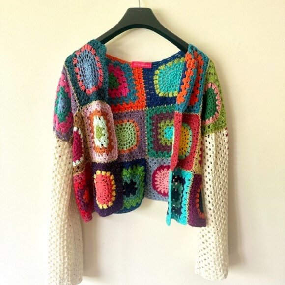 Stunning 'Rose Carmine' Crocheted Cardigan - Picture 1 of 3